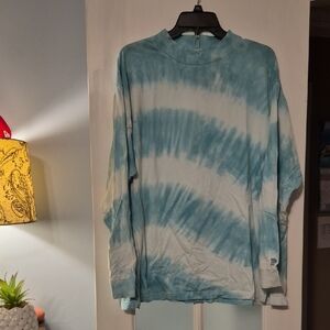 PINK Blue and White Tie-Dye Long Sleeve Shirt